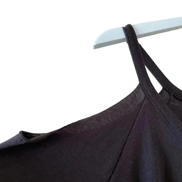 NWT Chaser Revolve COLD SHOULDER PEPLUM SLEEVE VINTAGE JERSEY Union Black Top M - Picture 4 of 9